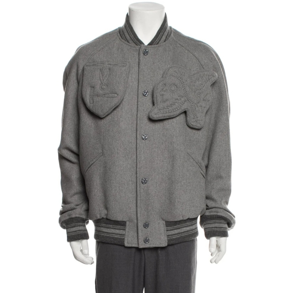 Louis Vuitton Gray Bomber Jacket w/ Ribbed From the Fall/Winter 2019 Collection